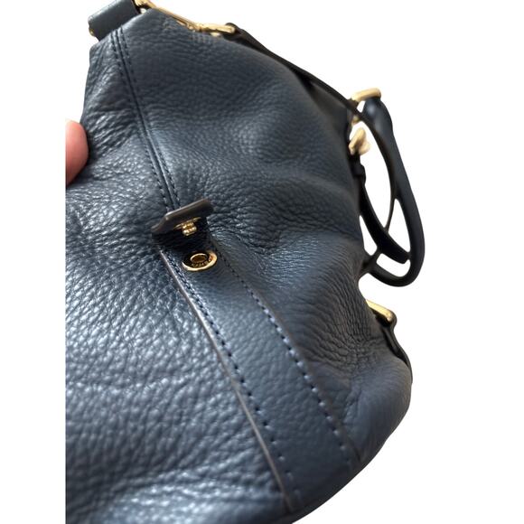 Michael Kors Hamilton Satchel Navy Pebbled Leather Gold Hardware Medium Tote - Picture 10 of 10